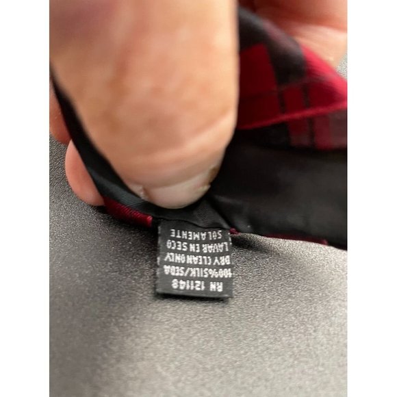 GianFranco Ruffini Italy  Red Black Diamond Pattern Men's Tie  Length 57.50 In. - Picture 10 of 11